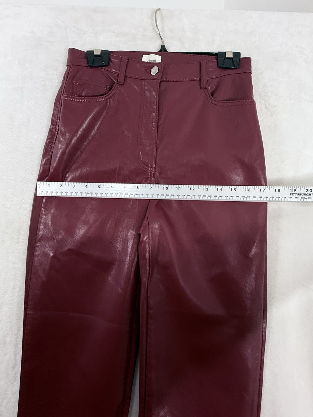 Aritzia Wilfred Faux Leather Pants 6 Lucy Burgundy Red