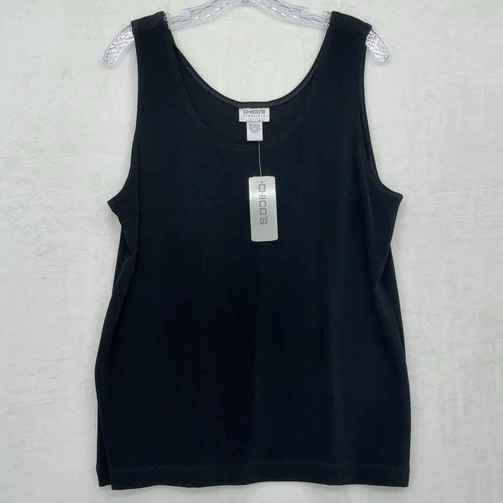 Chicos Travelers Size 3 Tank Top XL Black Sleeveless Womens New NWT