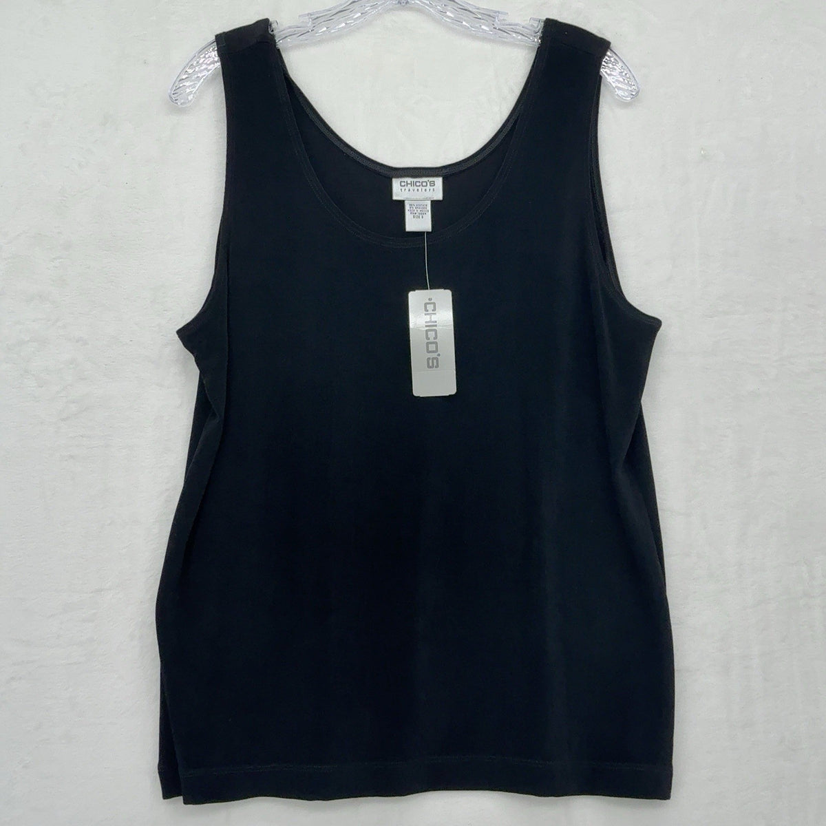 Chicos Travelers Size 3 Tank Top XL Black Sleeveless Womens New NWT