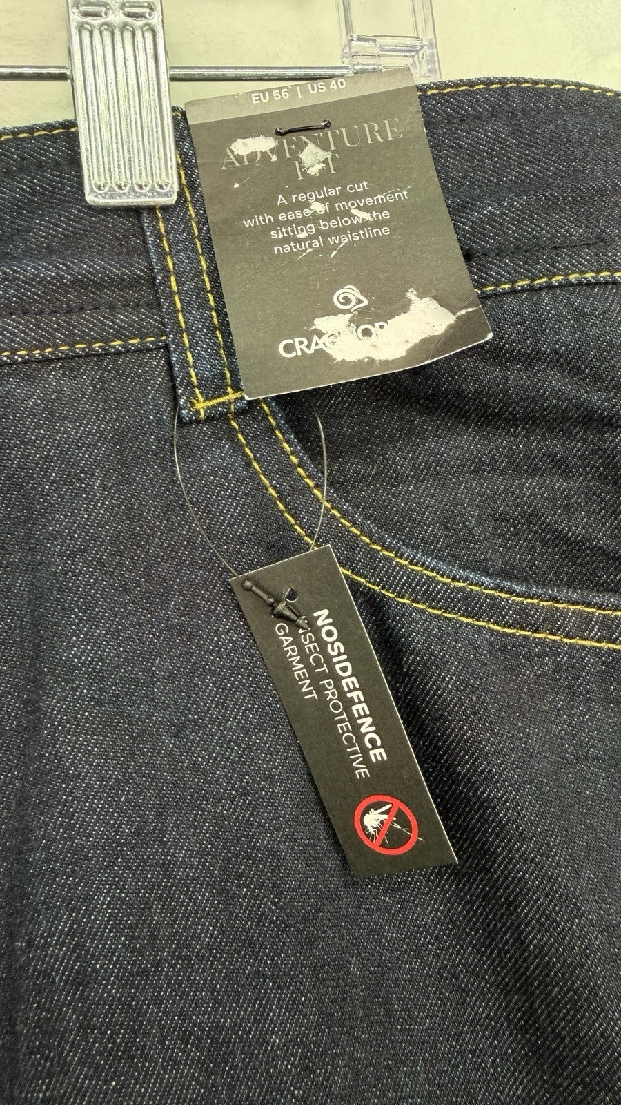 Craghoppers Jeans Mens 40x34 Nosidefence Insect Protect Blue Straight Leg New