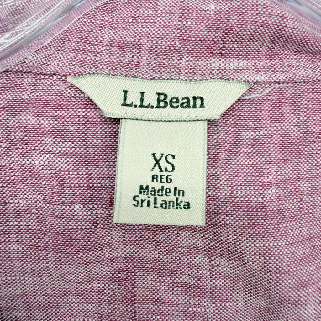 LL Bean 100% Linen Shirt Womens XS Pink Short Sleeve Button Up Top