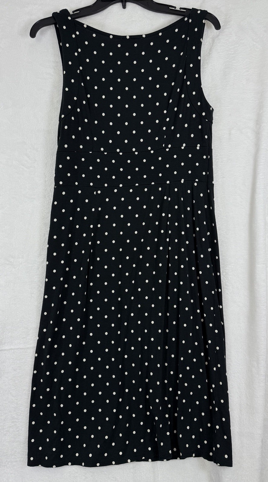 Ann Taylor LOFT Dress 6 Black White Polka Dot Jersey Knit Womens