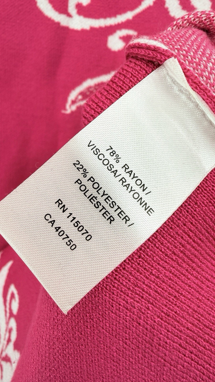 Nina Leonard Sweater Dress Large Pink Floral Elbow Sleeve Knee Length Womens
