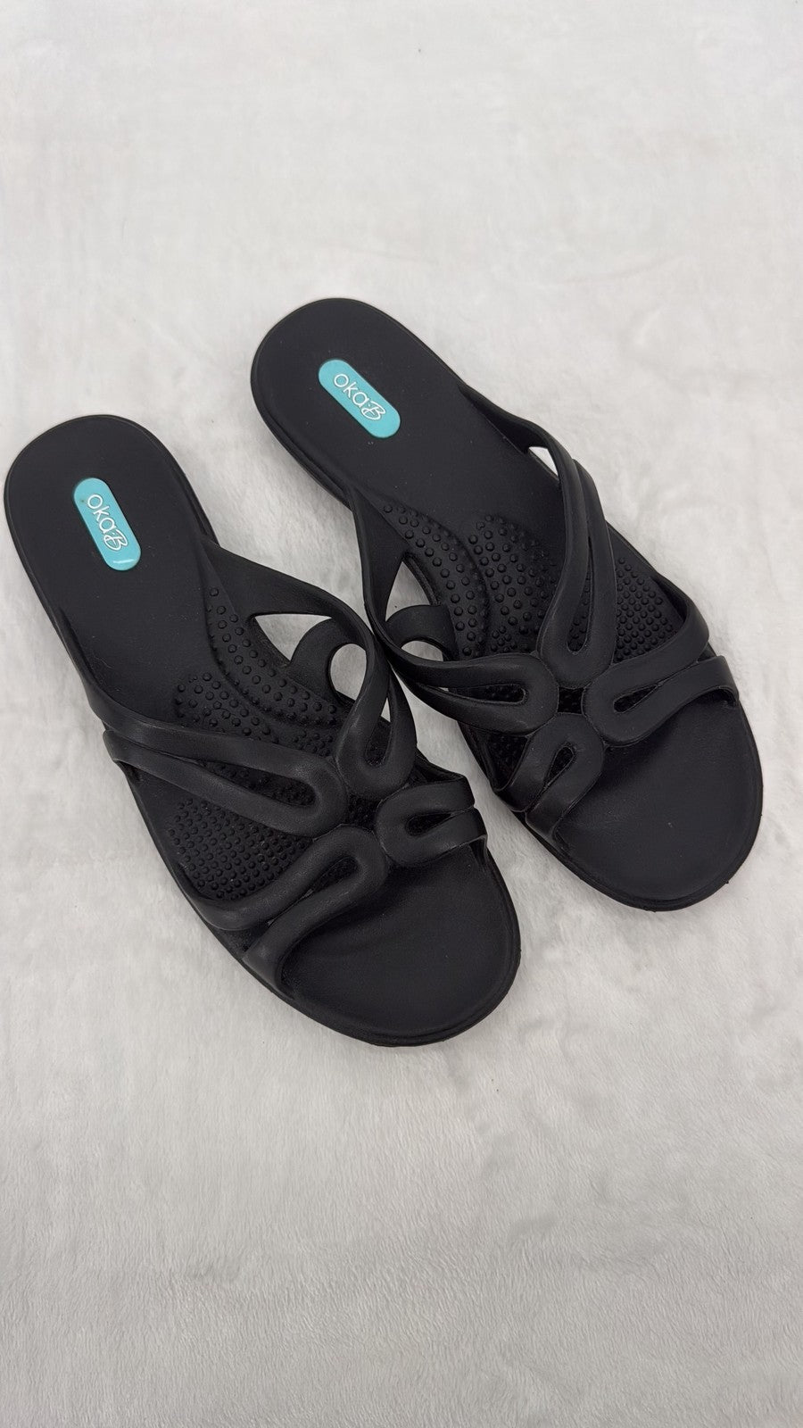 Oka B Okabashi Sandals ML Womens 8.5-9.5 Black Made in USA Slip On