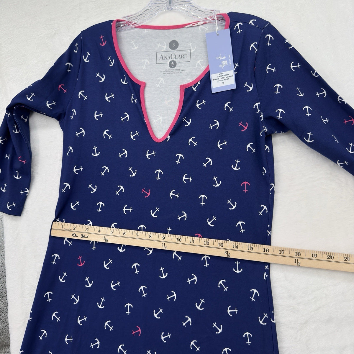 Ana Claire Dress Small Knit Navy Blue Nautical Anchor Clare Women New NWT