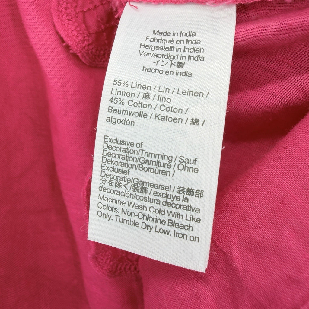 J Crew Linen Cotton Top Women Large Pink Sleeveless Embroidered
