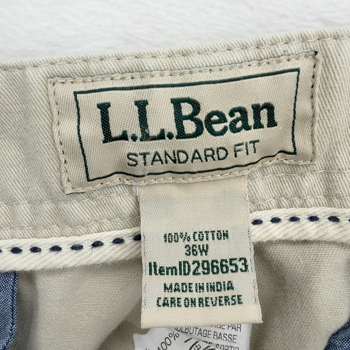 LL Bean Chino Trout Shorts 36 Mens Khaki Embroidered Fish Beige Classic Fit 9”