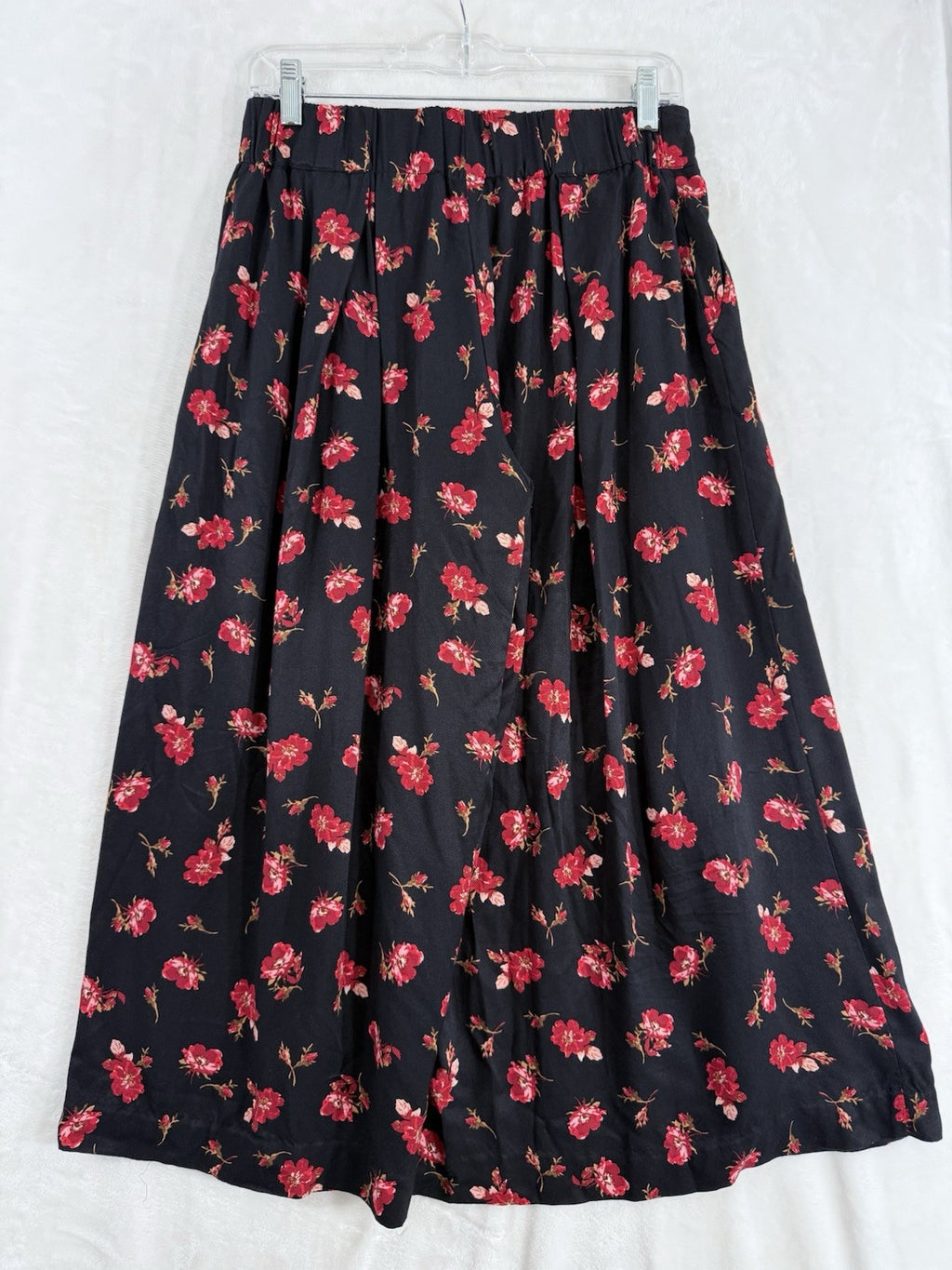 Anthropologie XS Maeve Wide Leg Crop Pants Navy Blue Red Floral Womens