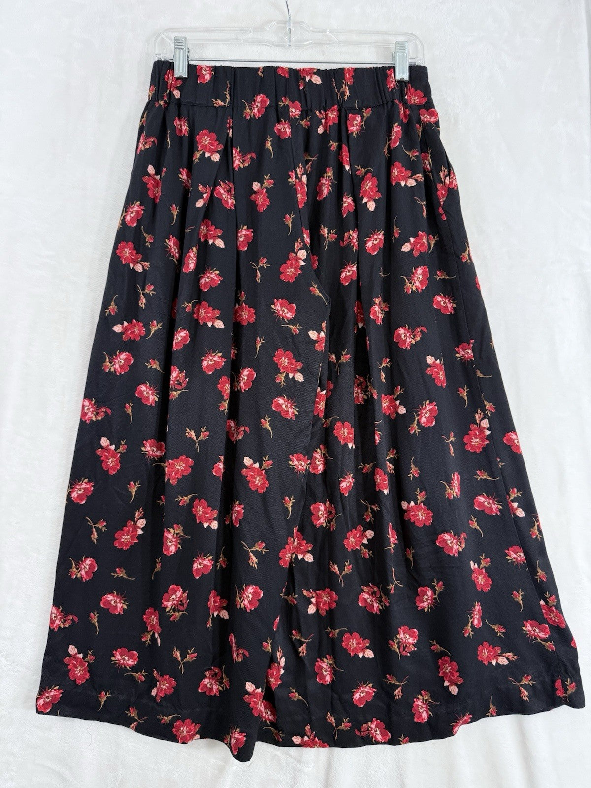 Anthropologie XS Maeve Wide Leg Crop Pants Navy Blue Red Floral Womens