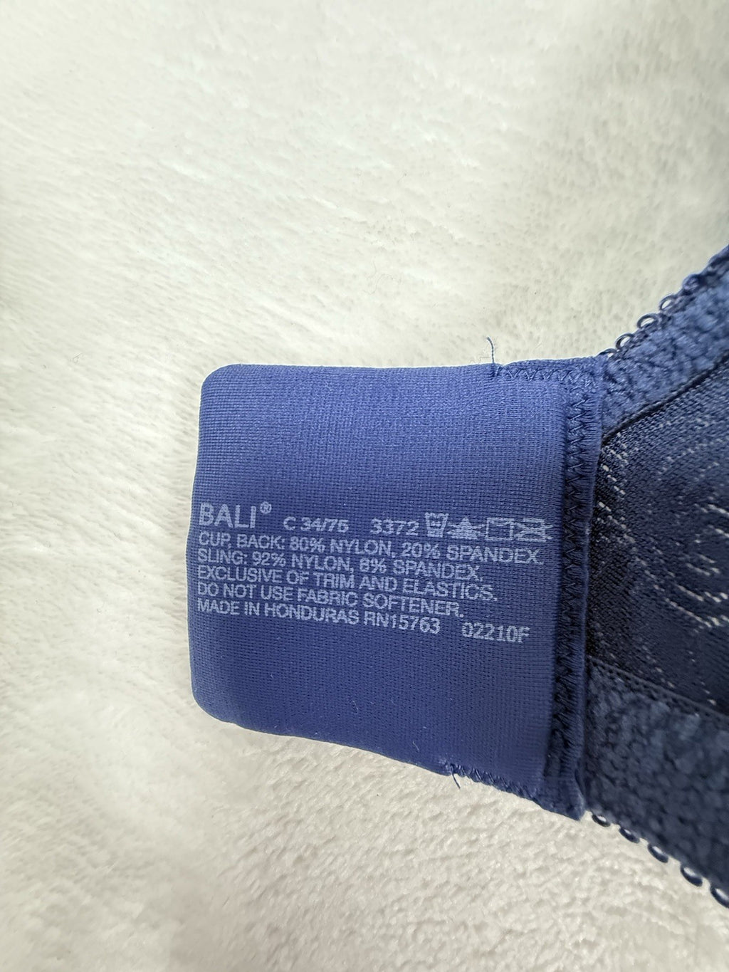 Bali Bra 34C 3372 Double Support Satin Blue Womens Unlined Wireless