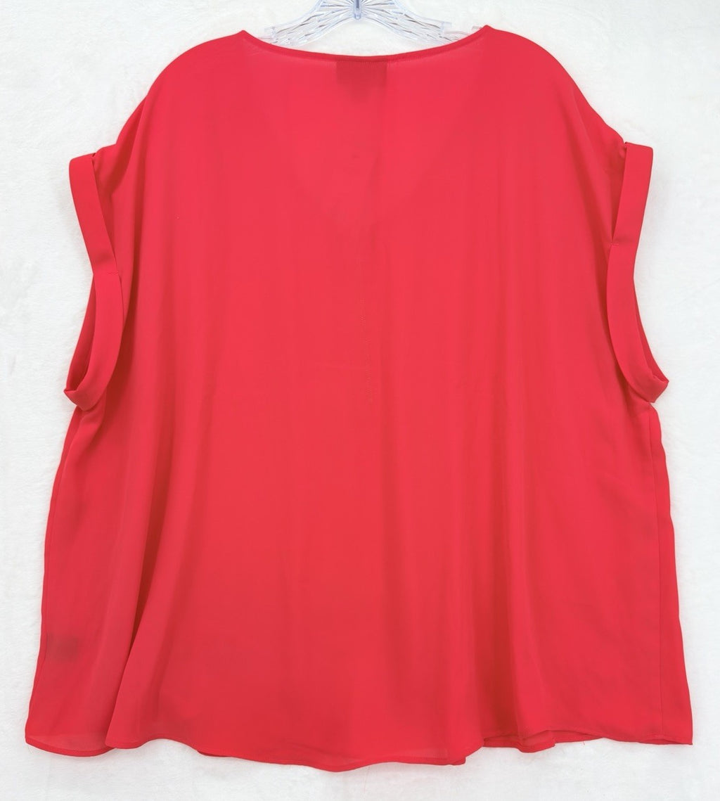 Bold Elements Tops 2X Red Sleeveless Blouse Gold Zipper Plus Size Womens New NWT