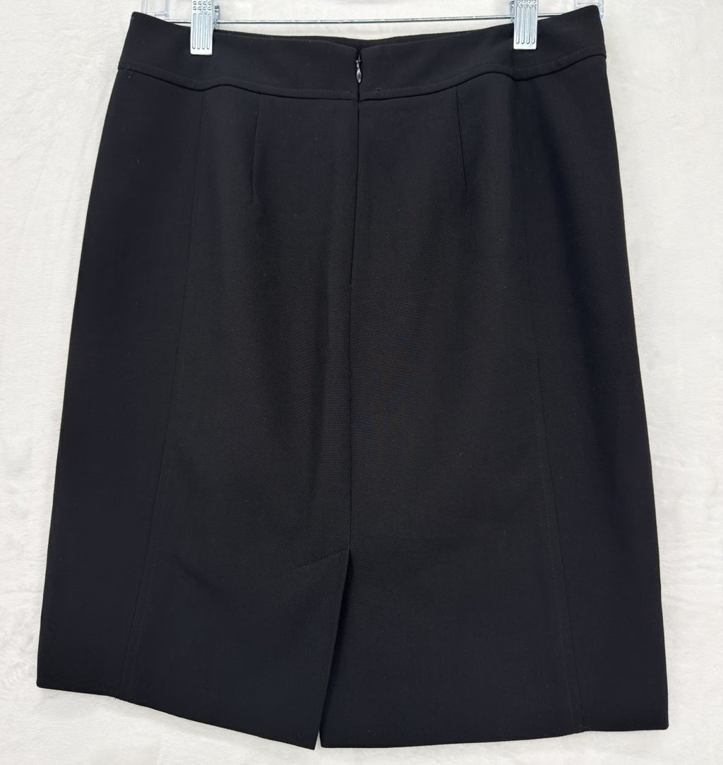 Ann Taylor Loft Ponte Skirt 4 Petite Black Knit Pencil Knee Length Womens 4P