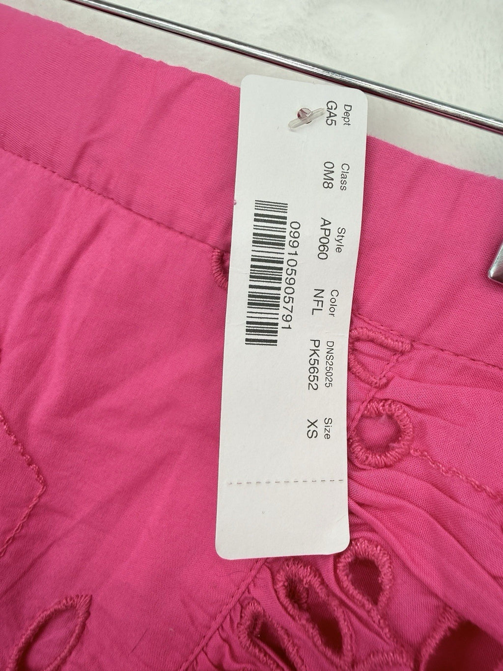 J Crew XS Midi Skirt Bright Pink Wrap 100% Cotton Ruffle Front Eyelet Womens New