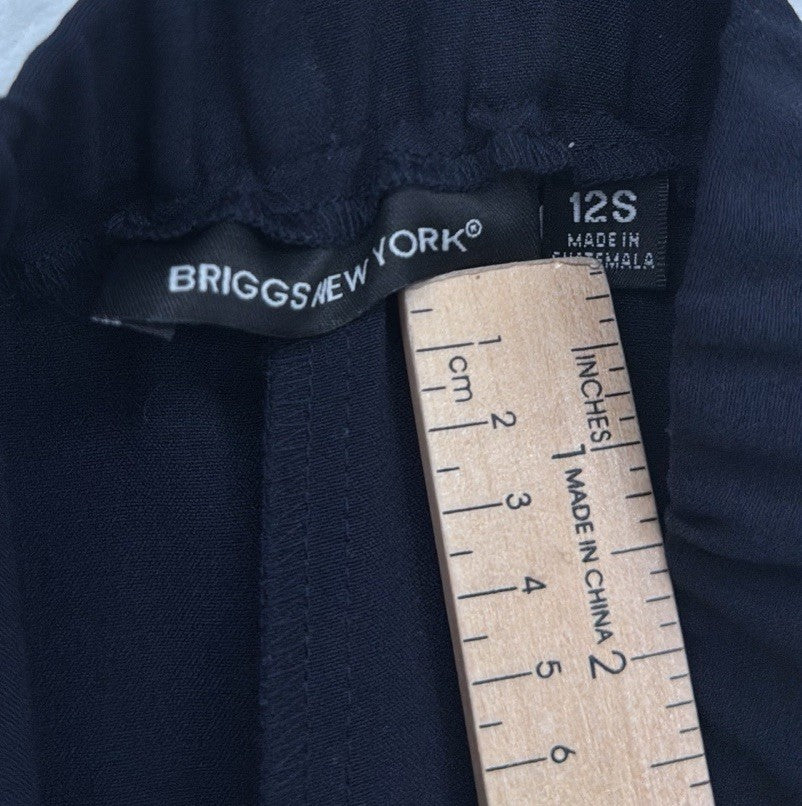 Briggs New York Pants 12 Short Navy Blue Pull On Straight Leg Womens 12S
