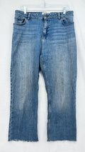 Fat Face Chesham Girlfriend Crop Jeans US 12 UK 16 Womens Blue Raw Hem High Rise