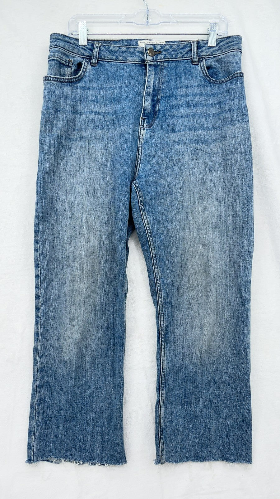 Fat Face Chesham Girlfriend Crop Jeans US 12 UK 16 Womens Blue Raw Hem High Rise