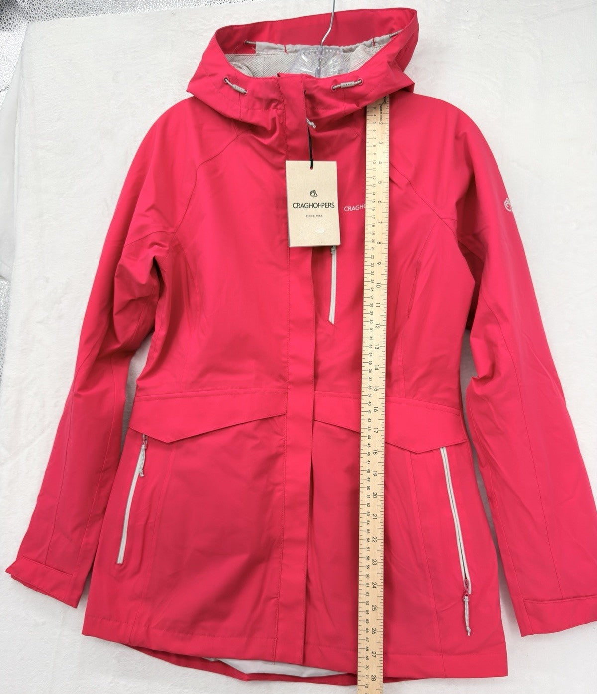 Craghoppers Rain Jacket Women XS Caldbeck Pink Hooded Coat Pockets New NWT