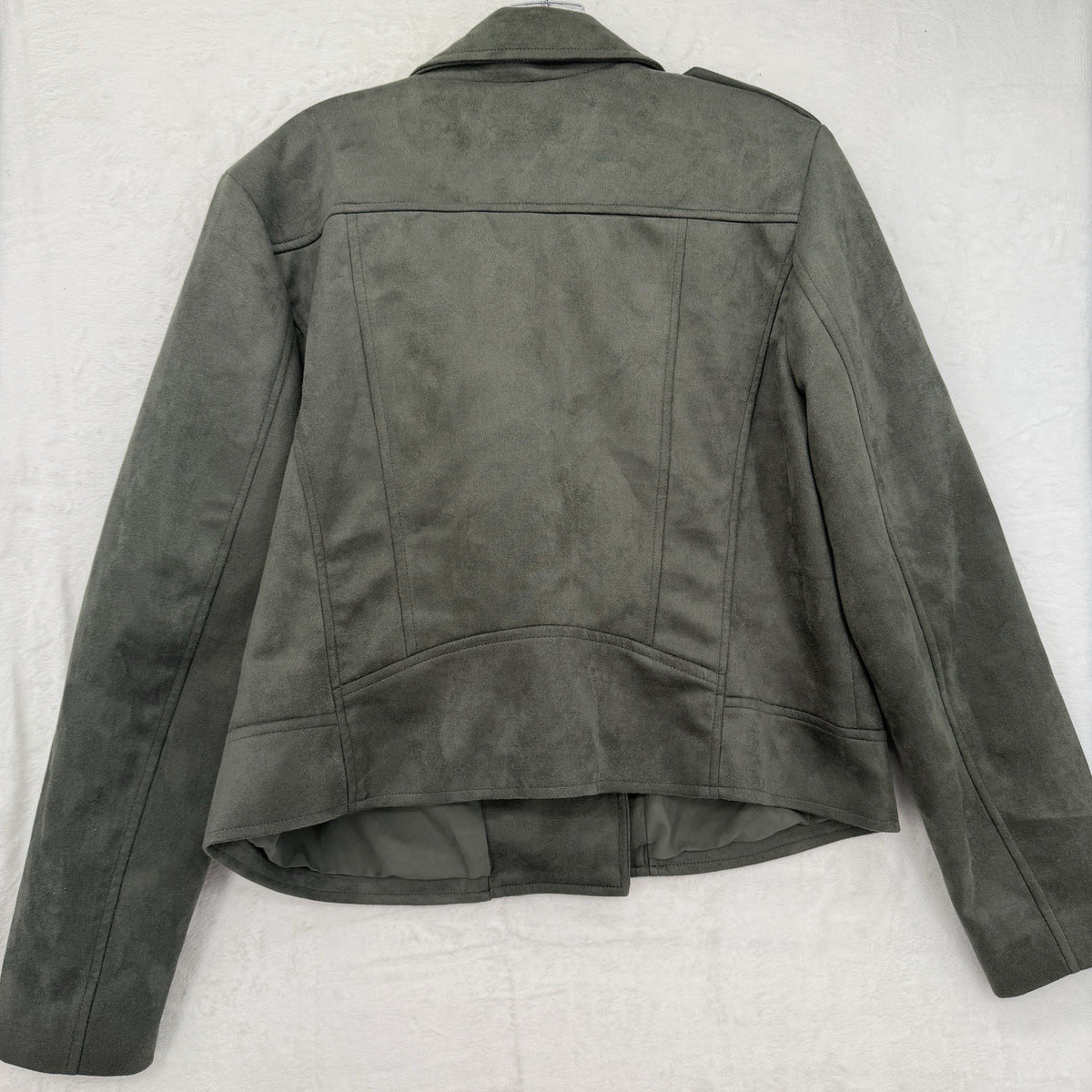 BB Dakota Steve Madden Moto Jacket XXL Faux Suede Olive Green Womens