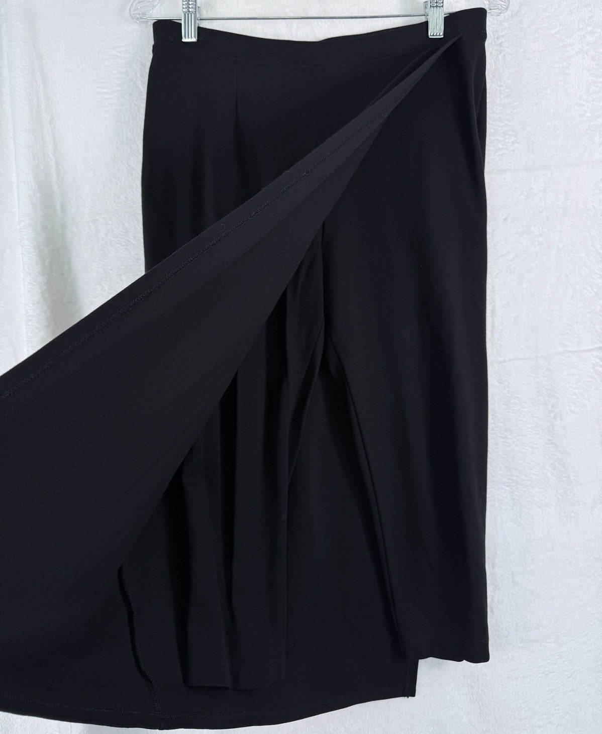 Betabrand Sassiest Wrap Skirt Medium Petite Black Knit Pull On Skort Women