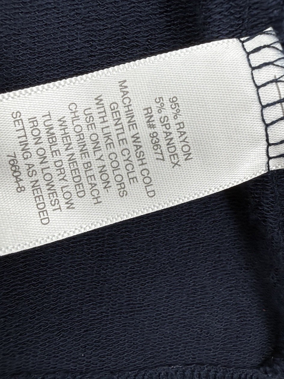 Liz Claiborne French Terry Cardigan Small Navy Blue Open Front Knit Sweater