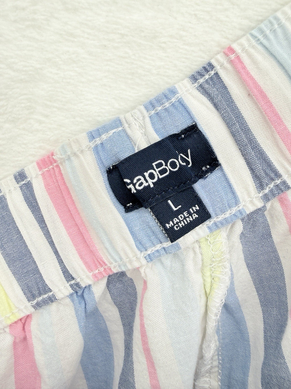 Gap Body Pajama Shorts Large Womens 100% Cotton Poplin Blue Pink Striped Womens