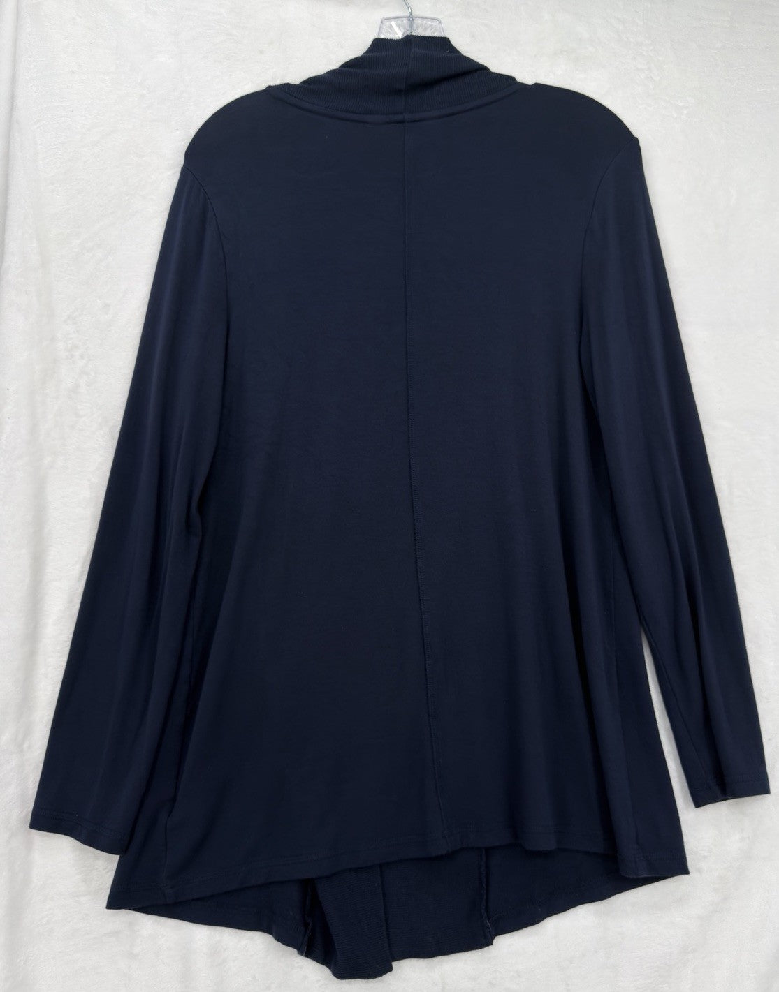 Liz Claiborne French Terry Cardigan Small Navy Blue Open Front Knit Sweater