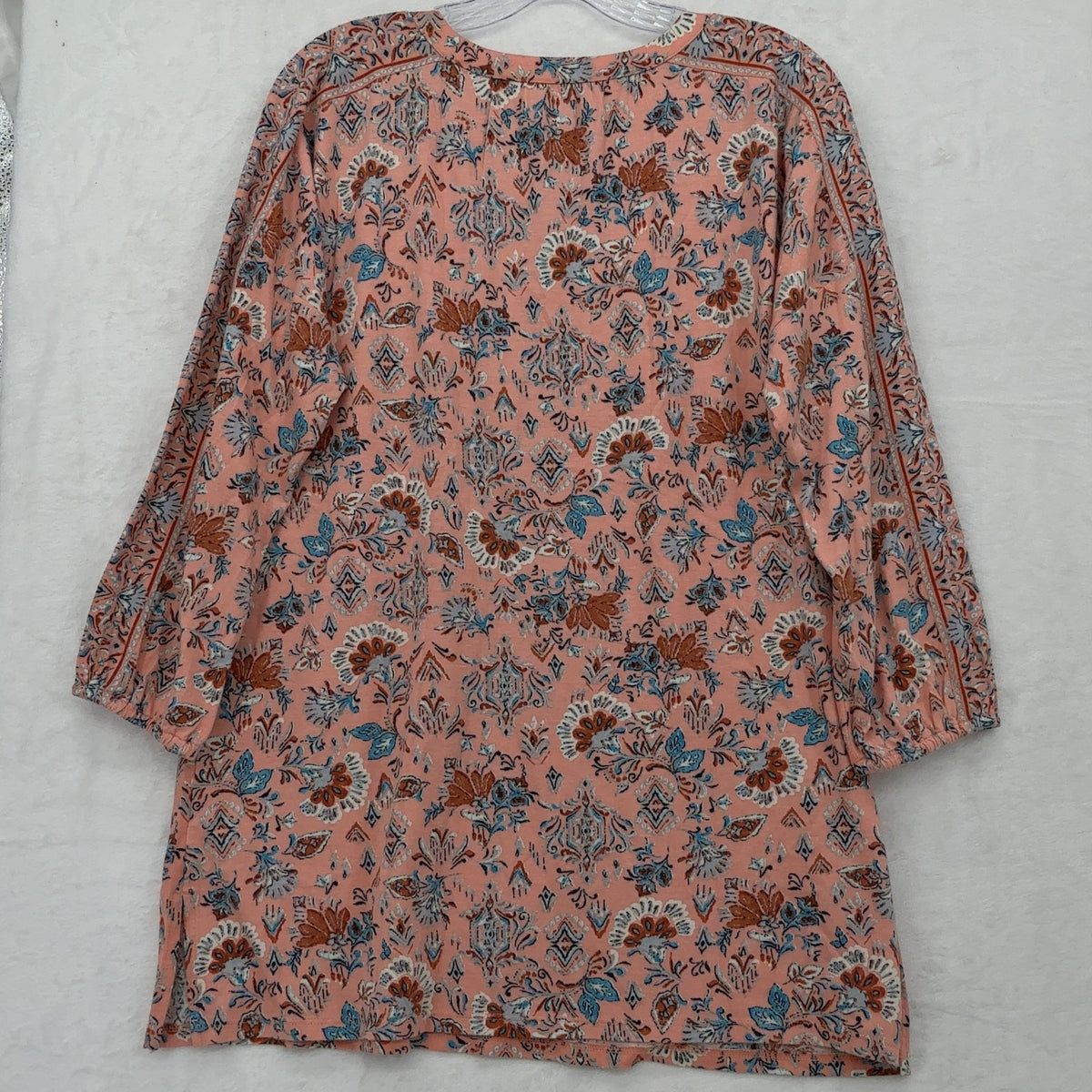 Pure J Jill Printed Henley Tunic Small Womens Pink Floral Long Sleeve Knit