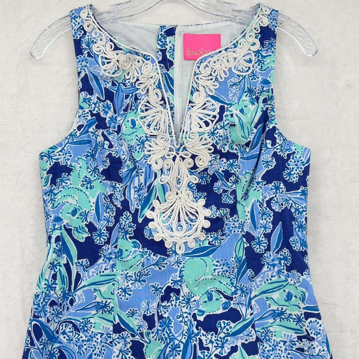 Lilly Pulitzer Gabby Shift Dress 4 Womens Blue Koalafications Print Sleeveless