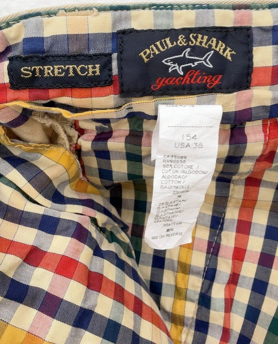 Paul & Shark Yachting Chino Pants 38 Mens 38x30 Khaki Stretch Straight Leg