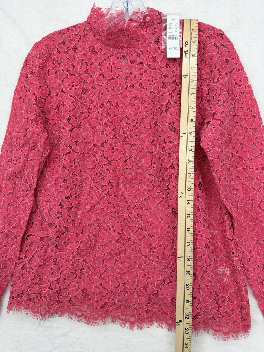J Crew Womens Top 2 Pink Lace Long Sleeve Cami Set Mock Neck Scalloped New NWT