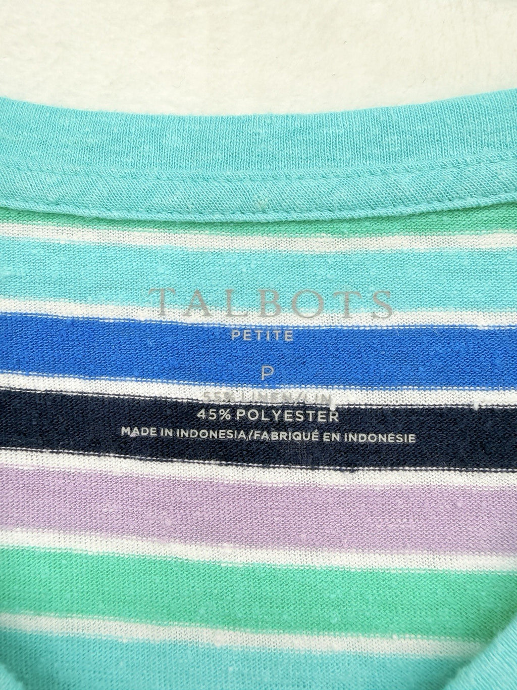Talbots Tops XS Petite P Linen Tee Sleeveless Polo Blue Striped Lot Womens