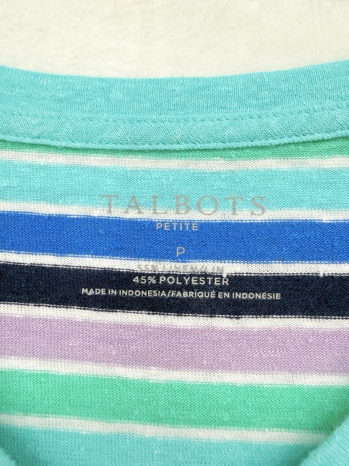 Talbots Tops XS Petite P Linen Tee Sleeveless Polo Blue Striped Lot Womens