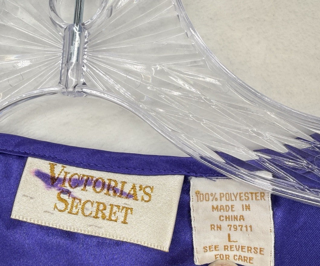 Vintage Victoria's Secret Gold Label Large Purple Paisley Sheer Top 80s Pajama