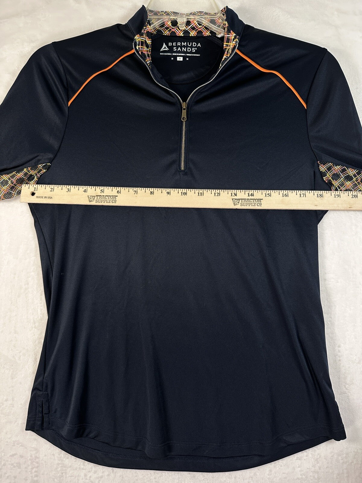 Bermuda Sands Womens Golf 1/4 Zip Medium Colorblock Navy Blue Top