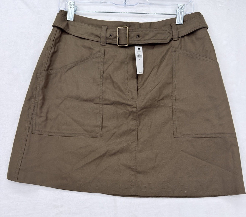 Banana Republic Utility Mini Skirt 8 Womens Belt Twill Brown New NWT