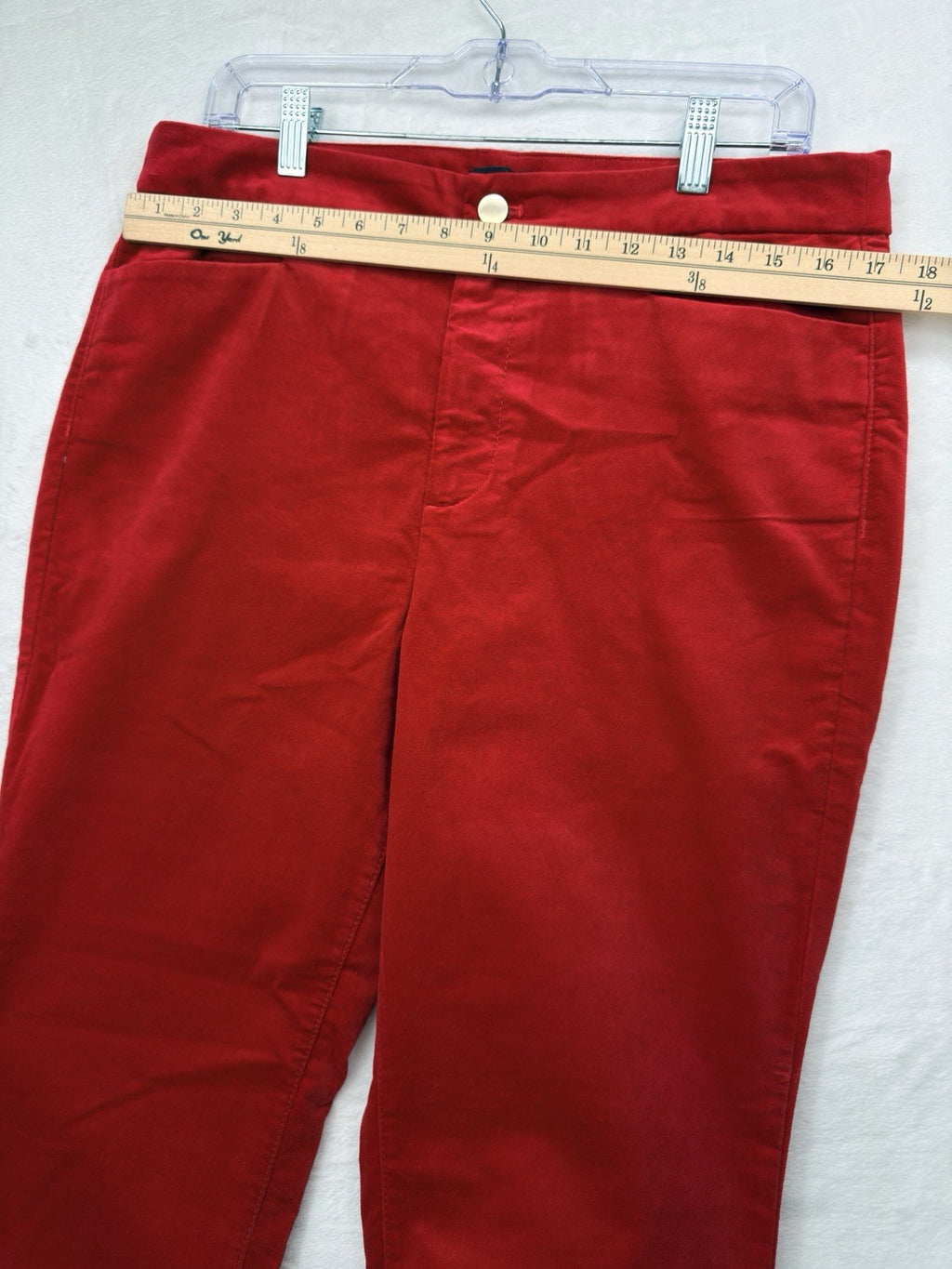 Talbots Straight Leg Velveteen Pants 12 Petite 12P Red 5 Pocket Womens