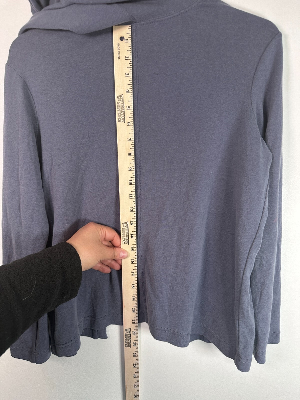 J Jill Jacket XS Petite Open Front Knit Hooded Lightweight Cardigan Blue