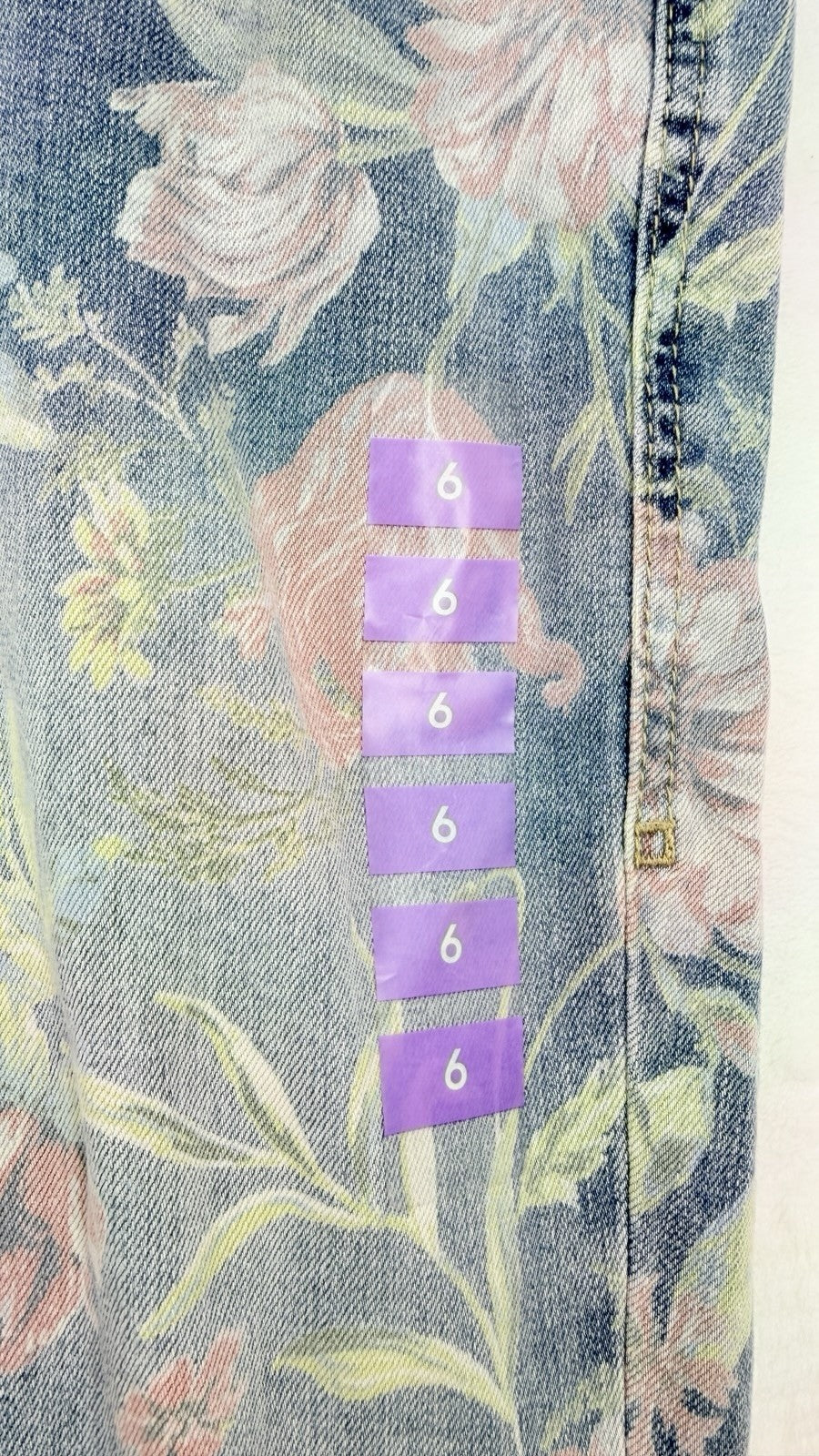 Seven 7 Cropped Jeans 6 Womens Light Blue Floral Print Starlette Crop New