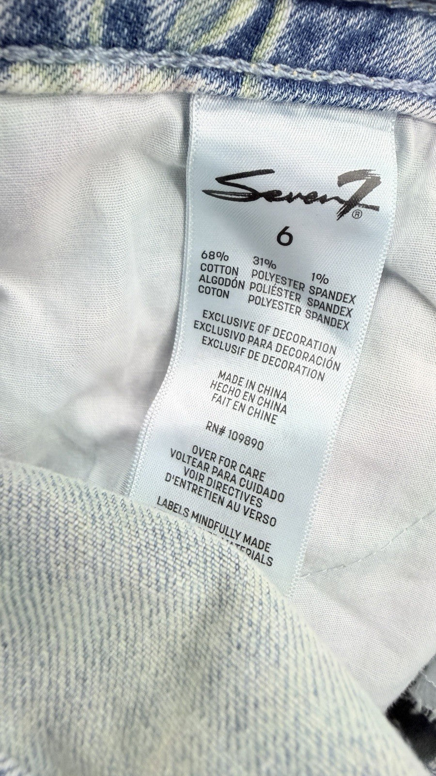 Seven 7 Cropped Jeans 6 Womens Light Blue Floral Print Starlette Crop New