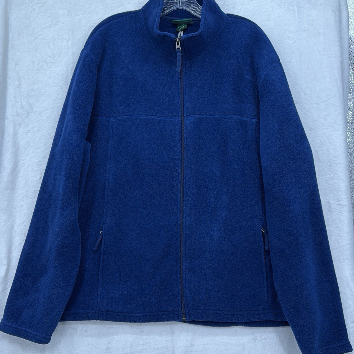 Vintage LL Bean Fleece Jacket XL Men Blue Full Zip Mock Neck 90s