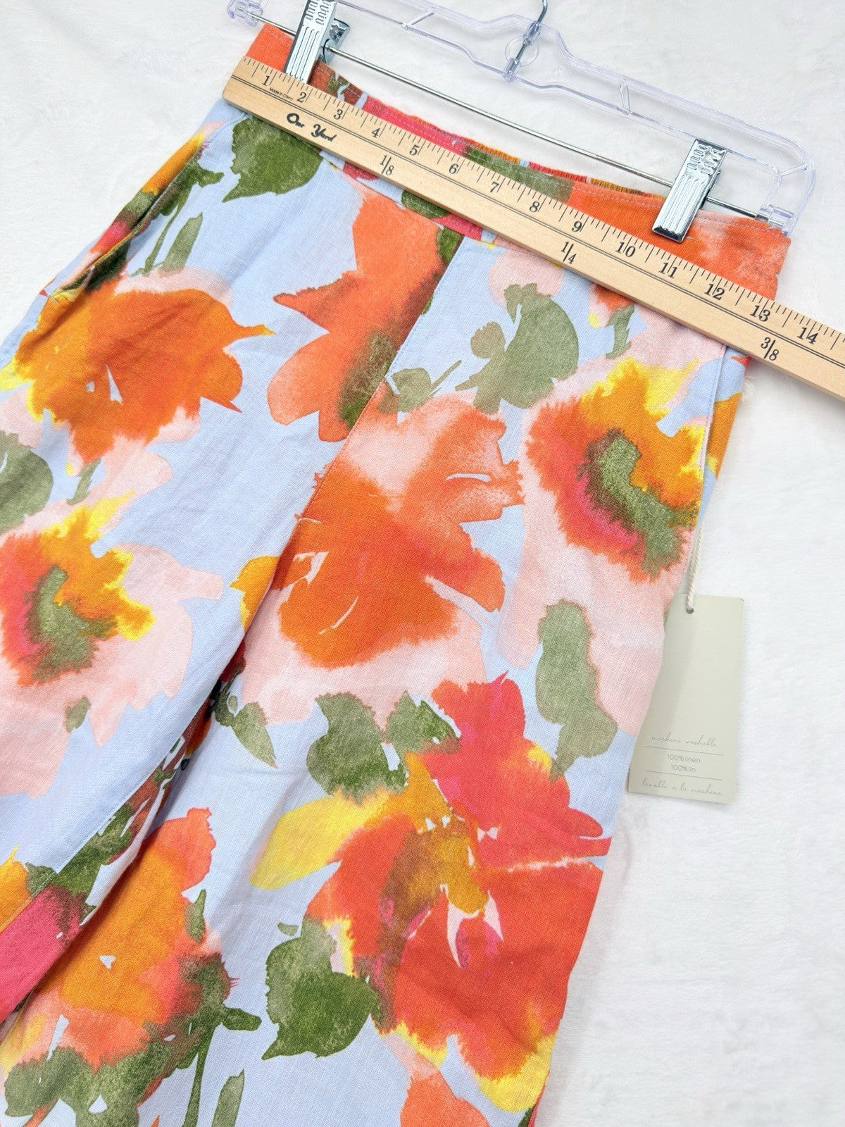 Joie Wide Leg Linen Pants XS Cropped Floral Print Pull On Womens New NWT