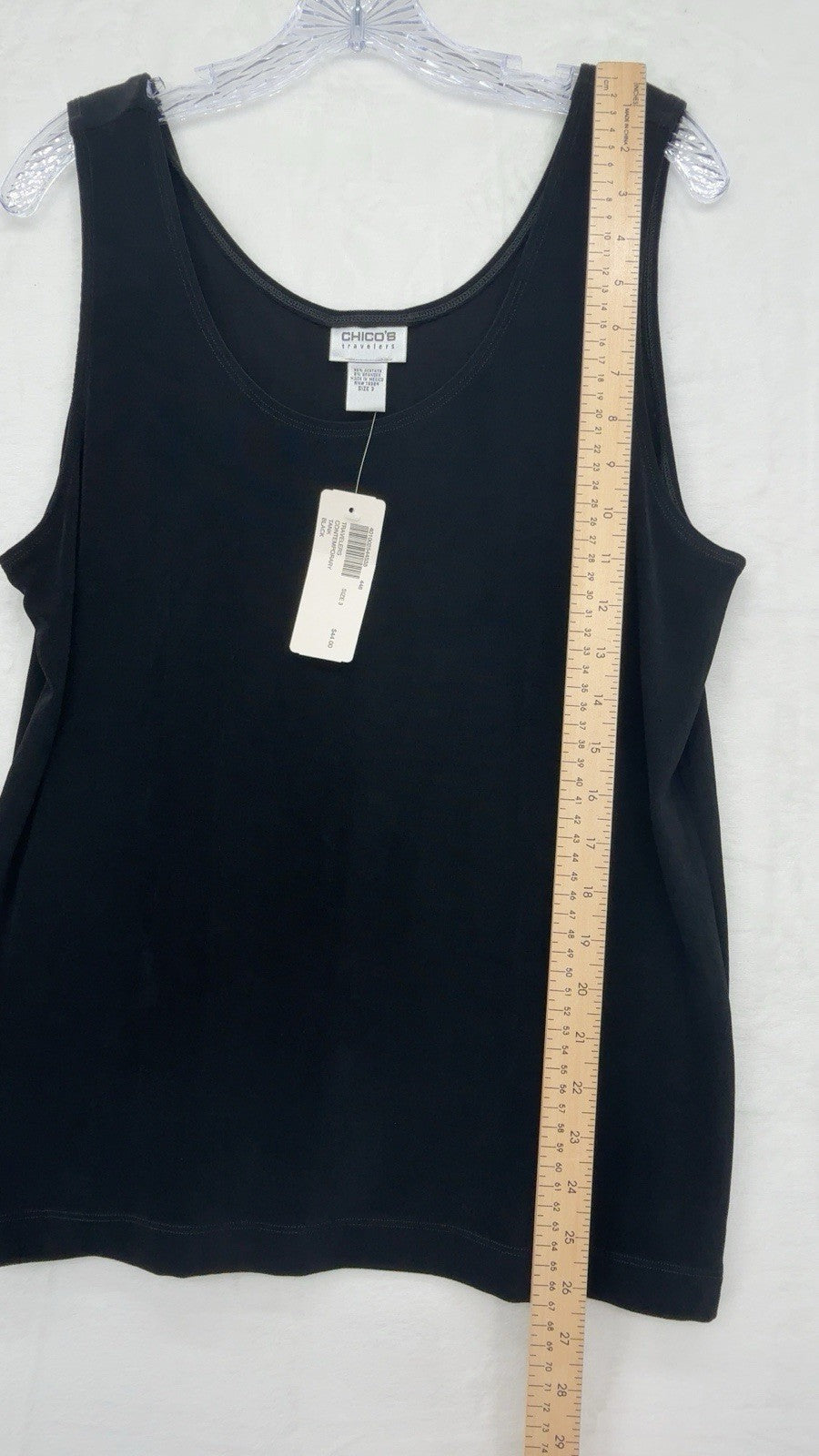 Chicos Travelers Size 3 Tank Top XL Black Sleeveless Womens New NWT