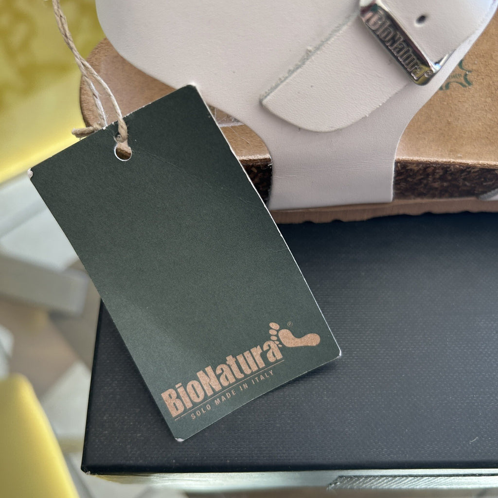 Bianatura Sandals EU 38 US 8 White Leather Womens Cork Bed Made In Italy