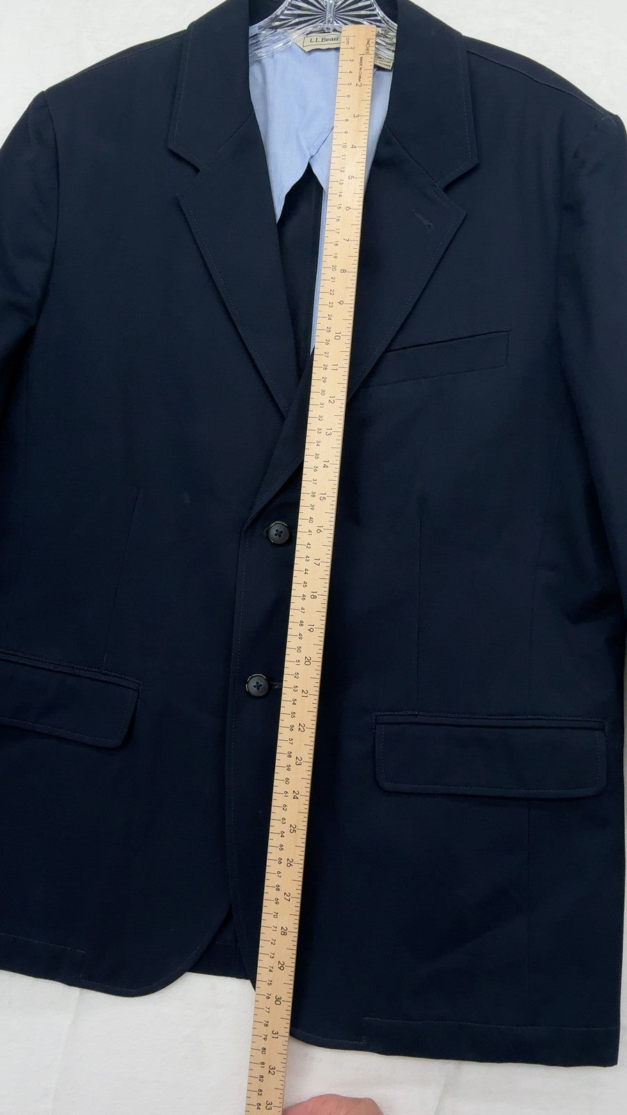 LL Bean Blazer 42R 100% Cotton Jacket  Navy Blue 2 Button Mens Sportcoat