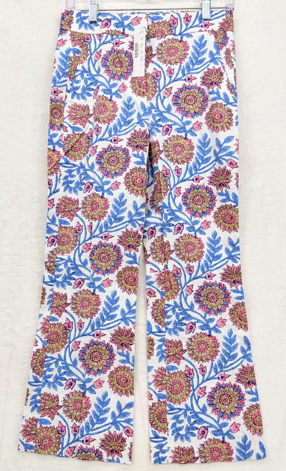 J Crew Hayden Pants 0 Block Floral Print High Rise Blue Pink Womens New NWT