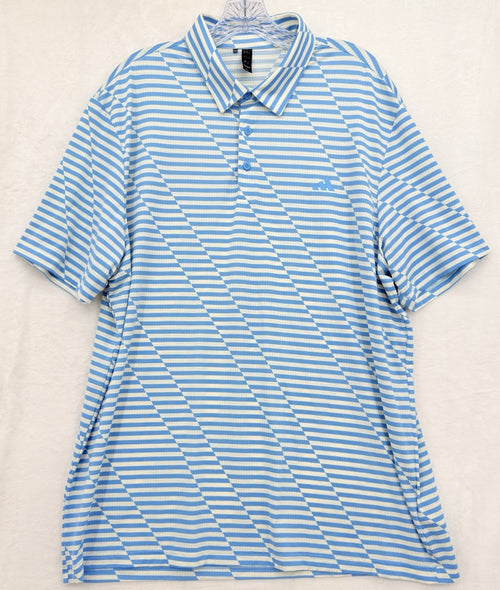 Adidas Ultimate 365 Golf Polo XL Shirt Mens Blue White Striped Short Sleeve Mesh