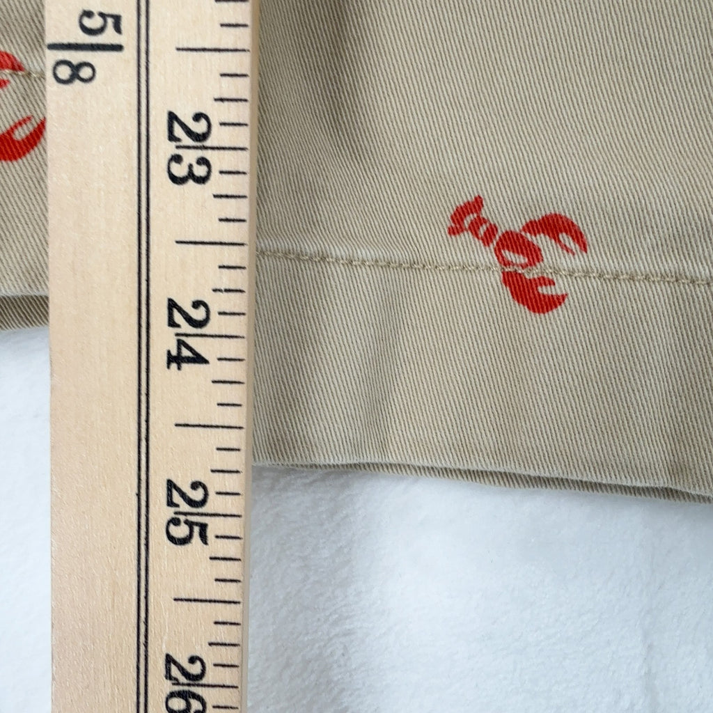 J Crew High Rise Girlfriend Chinos Pants 0P Womens Khaki Lobster Print 0 Petite