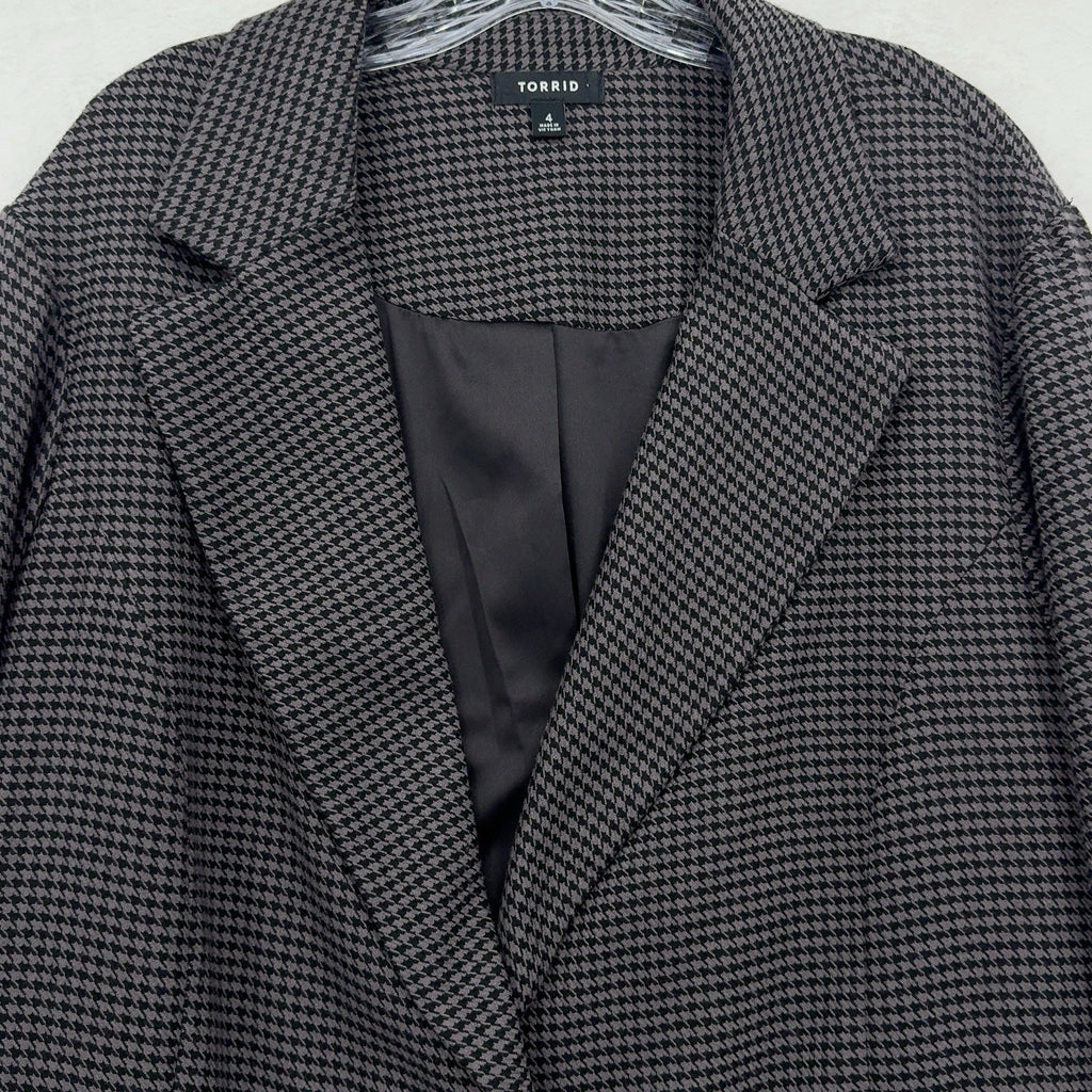 Torrid Blazer 4 Houndstooth Jacket Gray Black Knit Plus Size Womens 4X