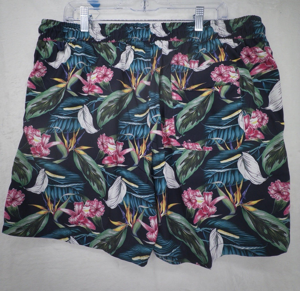 Blue Wave Swim Trunks XXL Mens Black Floral Swimsuit Mesh Lined 6.5” New NWT
