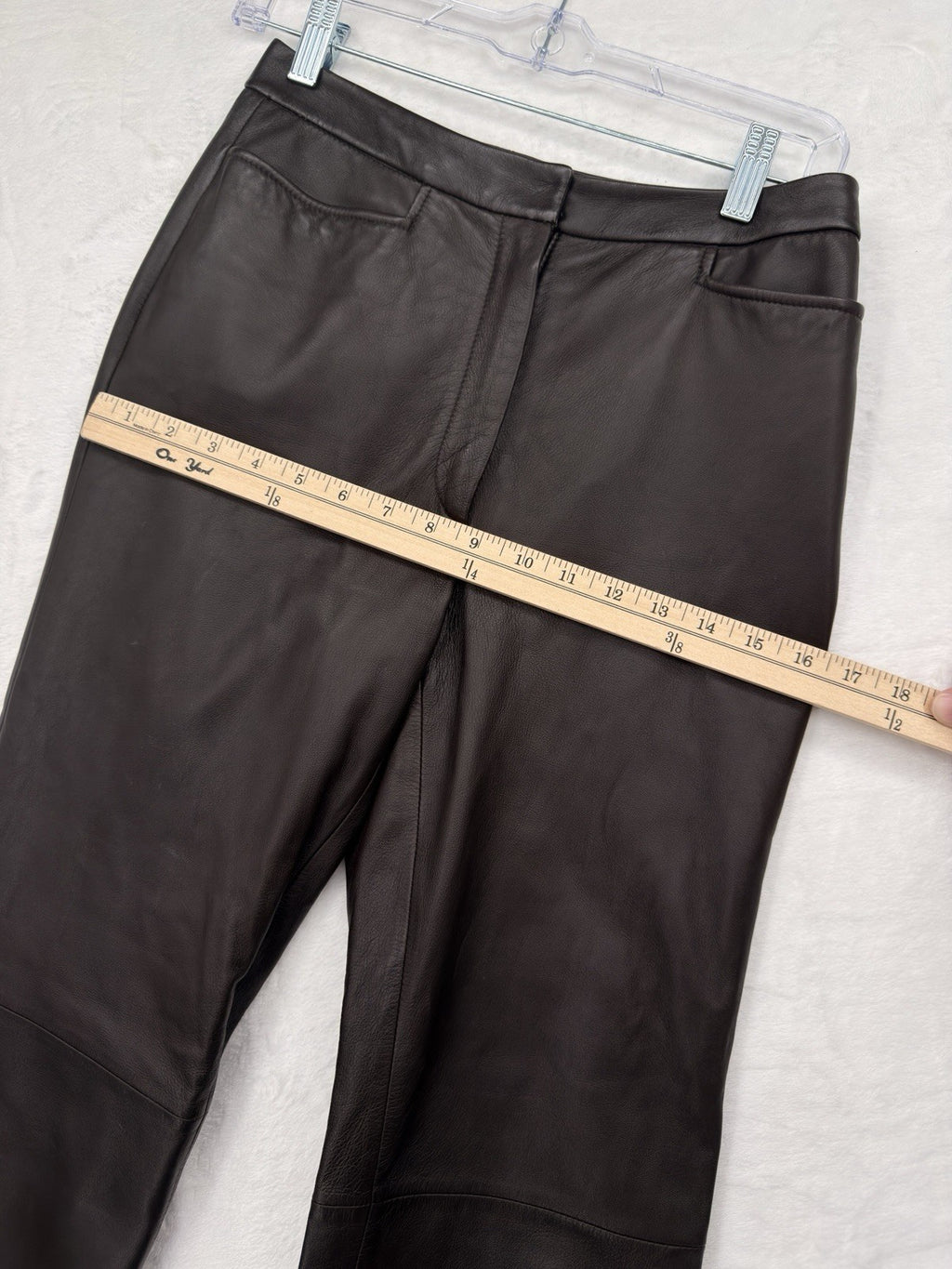 Classiques Entier Leather Pants 6 Petite Womens Brown Lined Straight Leg 6P